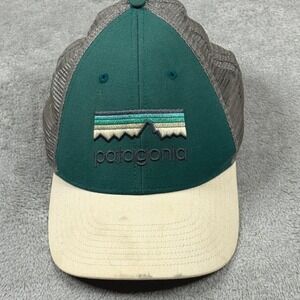 Patagonia Trucker Hat Green Tan Mesh Snapback Fitz Roy Logo Cap Mens Womens